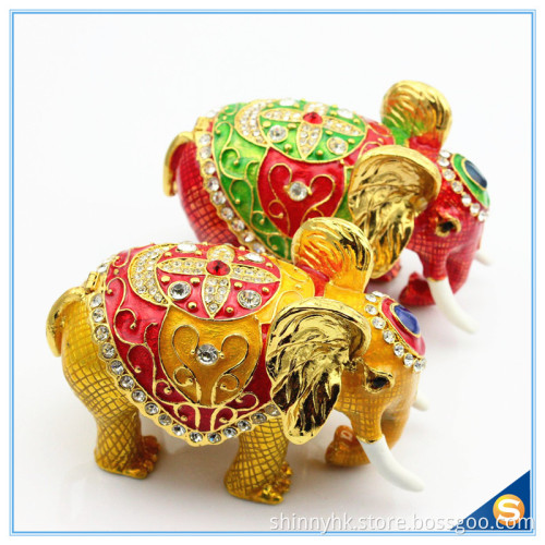 Thai Style Elephant Enamel Ornaments Jewelry Box Home Furnishing Lucky Elephant Trinket Box